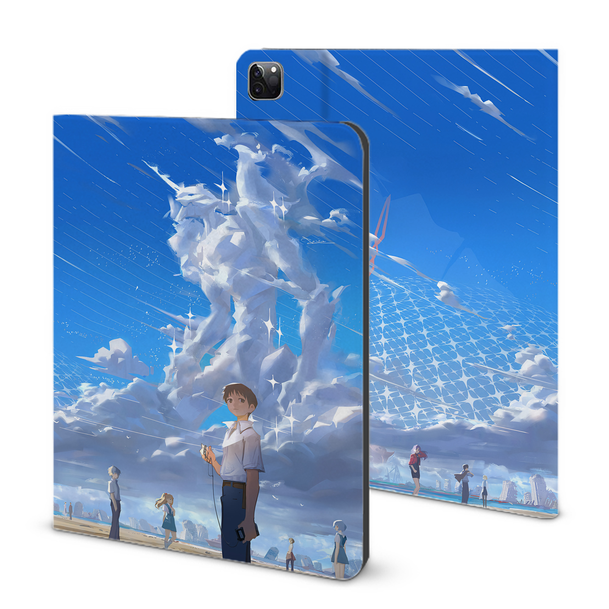 （画像用） EVA 新世紀エヴァンゲリオン IPad ケース ブック型 PUレザー TPU 耐衝撃 軽量 薄型 ペン収納なし 全面保護 IPad 各モデル対応